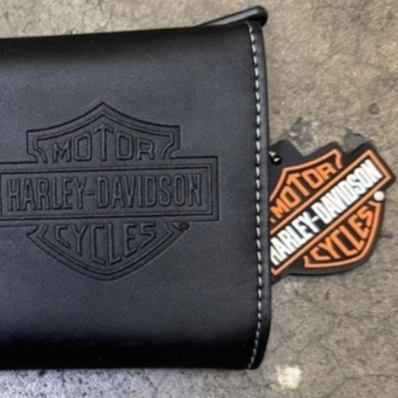 NWT Harley Davidson Black Zippered Oversized Trifold Wallet - Picture 1 of 8